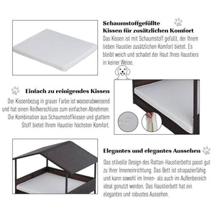 Hundehütte Hundehaus aus Rattan mit Kissen