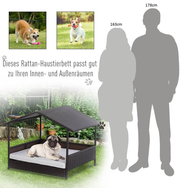 Hundehütte Hundehaus aus Rattan mit Kissen