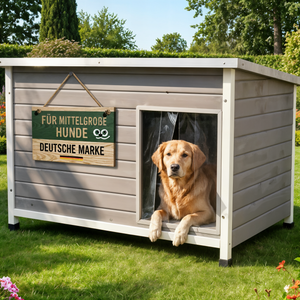 Hundehütte Rocky L – wetterfest & stabil für den Aussenbereich