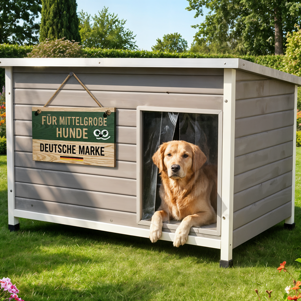 Hundehütte Rocky L – wetterfest & stabil für den Aussenbereich