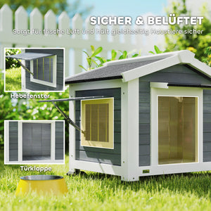 Hundehütte wetterfest mit Fenster und Boden aus Holz