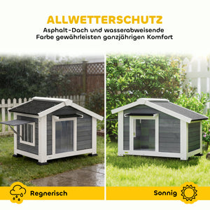 Hundehütte wetterfest mit Fenster und Boden aus Holz