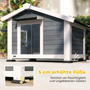 Hundehütte wetterfest mit Fenster und Boden aus Holz