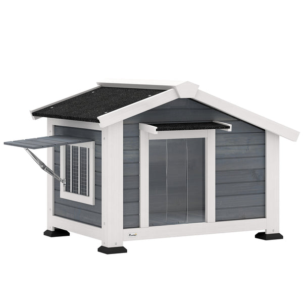 Hundehütte wetterfest mit Fenster und Boden aus Holz