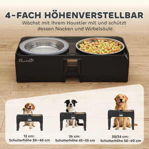 Hundenapf höhenverstellbar mit 2 Edelstahlnäpfen für Hunde