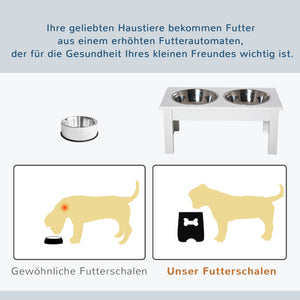 Hundenapf Futterstation rutschfest mit 2 Näpfen 0,9L weiss