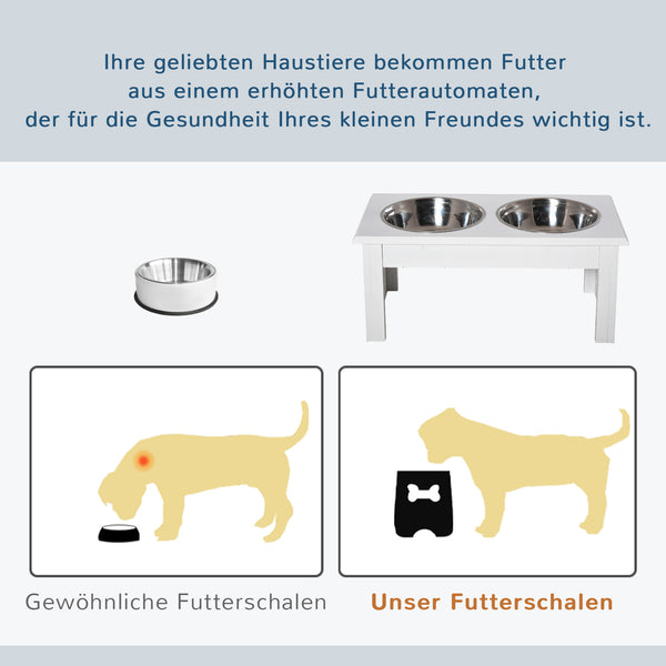 Hundenapf Futterstation rutschfest mit 2 Näpfen 0,9L weiss