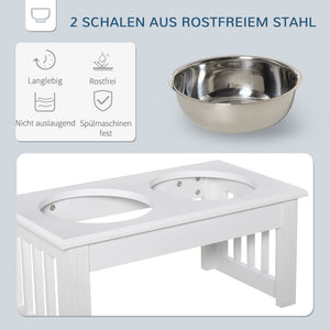 Hundenapf Futterstation rutschfest mit 2 Näpfen 0,9L weiss