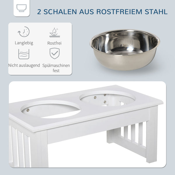 Hundenapf Futterstation rutschfest mit 2 Näpfen 0,9L weiss