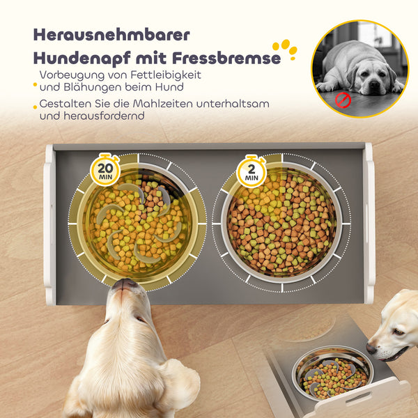 Hundenapf Futterstation erhöht mit Aufbewahrung und 2 Futterschüsseln