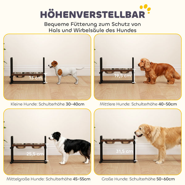 Hundenapf höhenverstellbar mit Ständer und 2 Edelstahl Näpfen