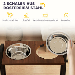 Hundenapf höhenverstellbar mit Ständer und 2 Edelstahl Näpfen
