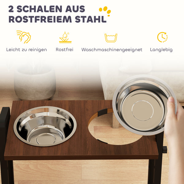 Hundenapf höhenverstellbar mit Ständer und 2 Edelstahl Näpfen