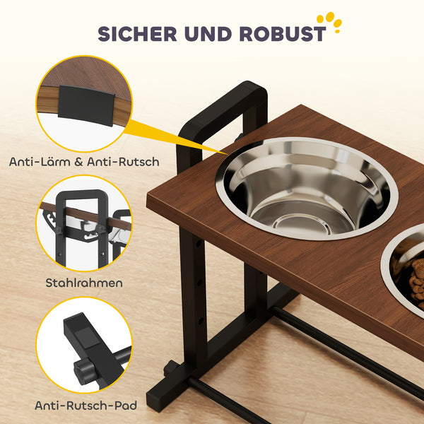 Hundenapf höhenverstellbar mit Ständer und 2 Edelstahl Näpfen