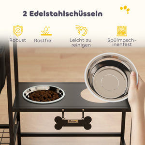 Hundenapf höhenverstellbar mit Stauraum und 2 Edelstahlnäpfen