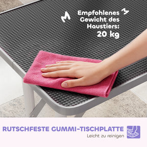 Hundepflegetisch klappbar rutschfest mit Schlinge und Stahlbeinen