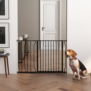 Hundegitter verstellbar für Tür und Treppe Metall schwarz