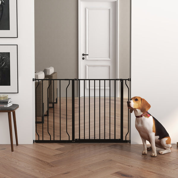 Hundegitter verstellbar für Tür und Treppe Metall schwarz
