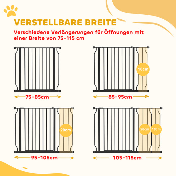 Hundegitter verstellbar für Tür und Treppe Metall schwarz