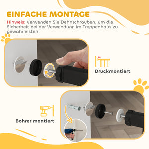 Hundegitter verstellbar für Tür und Treppe Metall schwarz