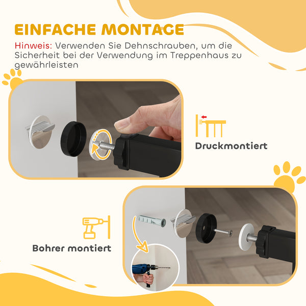 Hundegitter verstellbar für Tür und Treppe Metall schwarz
