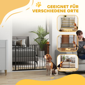 Hundegitter verstellbar für Tür und Treppe Metall schwarz