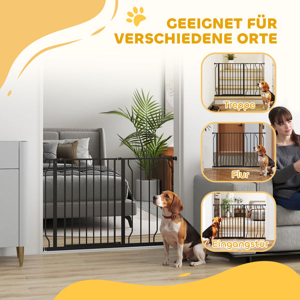 Hundegitter verstellbar für Tür und Treppe Metall schwarz