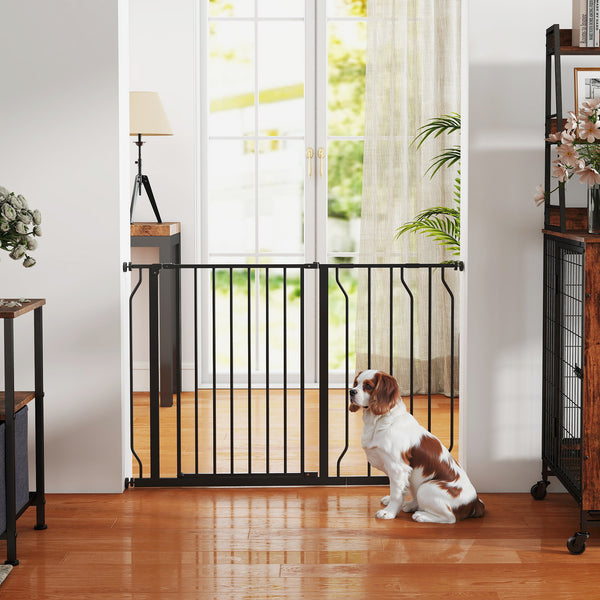 Hundegitter verstellbar für Tür und Treppe Metall schwarz