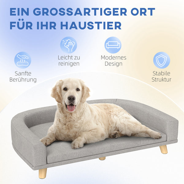 Hundesofa gepolstert für grosse Hunde bis 30kg grau
