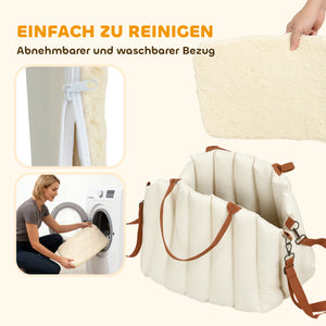 Hundetragetasche mit Gurt und Kissen für kleine Hunde cremeweiss