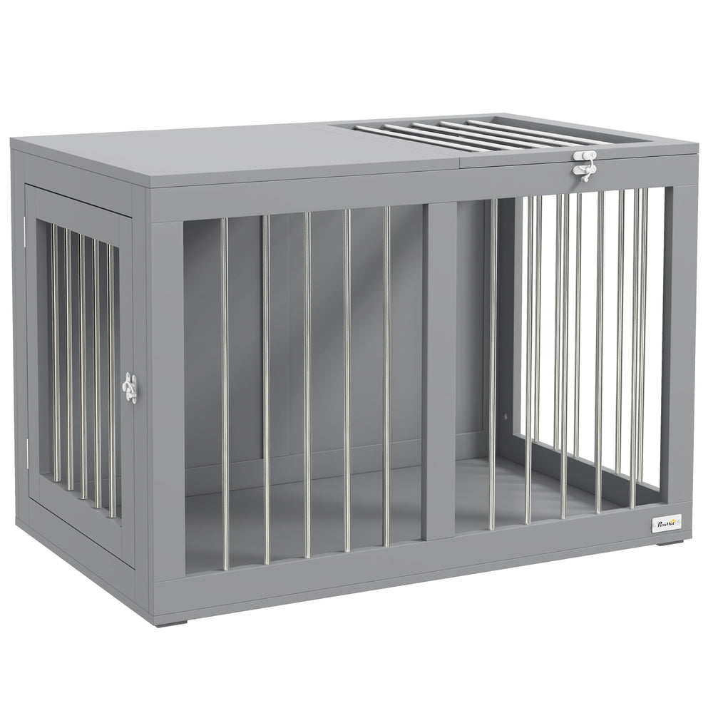 Hundetransportbox mit 2 Türen für mittelgrosse Hunde aus Metall