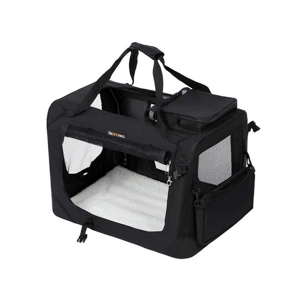 Caisse de transport/siège auto pliable et portable pour chien, taille M, en tissu, noire