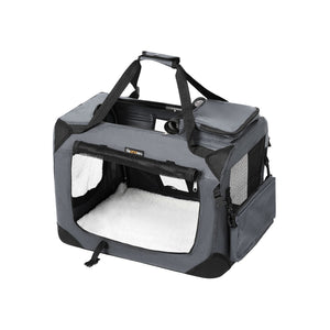 Hundetransportbox faltbar leicht 70x52x52cm Stoff Grau