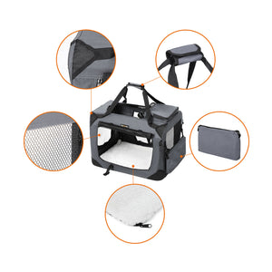 Hundetransportbox faltbar leicht 70x52x52cm Stoff Grau