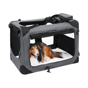 Hundetransportbox faltbar leicht 70x52x52cm Stoff Grau