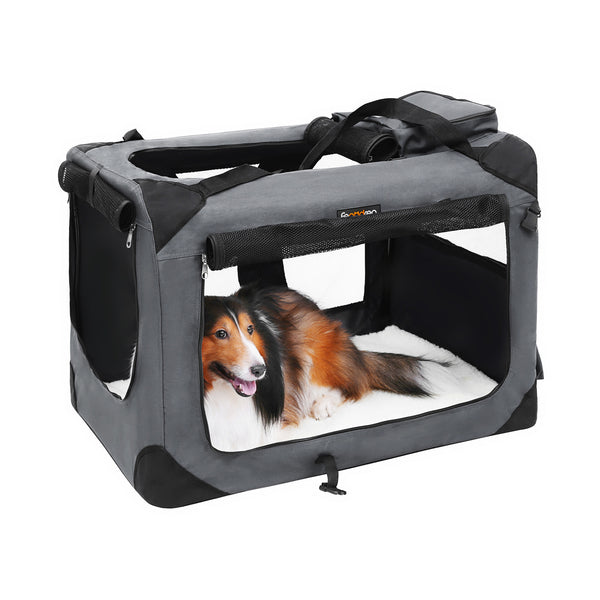 Hundetransportbox faltbar leicht 70x52x52cm Stoff Grau