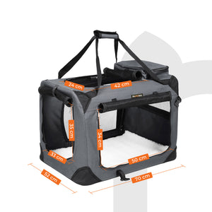 Hundetransportbox faltbar leicht 70x52x52cm Stoff Grau