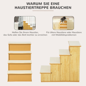 Haustiertreppe mit 4 Stufen für Hunde und Katzen bis 30kg