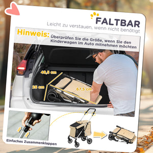 Hundewagen faltbar mit Netzfenster und Kissen für kleine Hunde