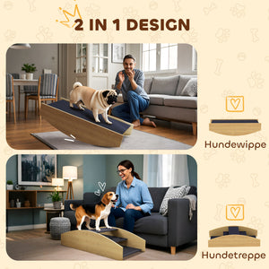 Hundewippe Agility-Rampe 2-in-1 für Hunde bis 15kg Naturholz