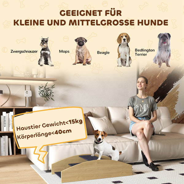 Hundewippe Agility-Rampe 2-in-1 für Hunde bis 15kg Naturholz
