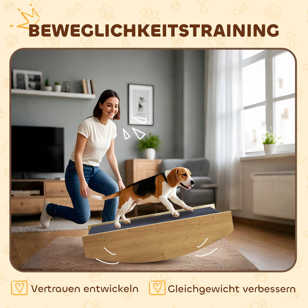 Hundewippe Agility-Rampe 2-in-1 für Hunde bis 15kg Naturholz