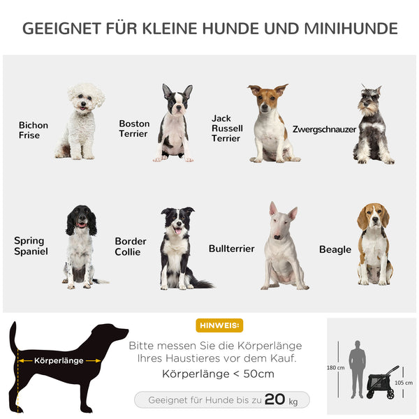 Hundetrolley klappbar mit Kissen und Taschen schwarz