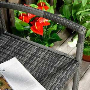 Gartenbank 2-Sitzer Rattanoptik mit Stahlrahmen grau