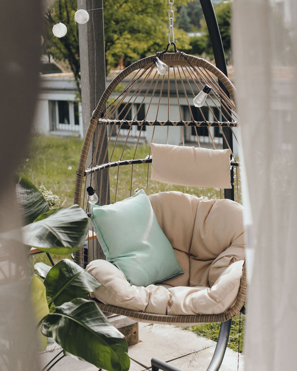 Hängesessel mit Gestell PERU schwarz/beige