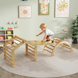 Indoor-Klettergerüst mit Rutsche Rampe Leiter Tafel für Kinder Holz