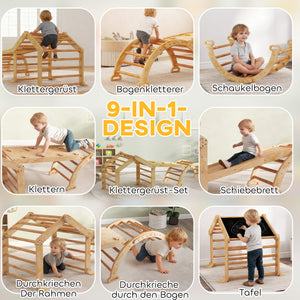 Indoor-Klettergerüst mit Rutsche Rampe Leiter Tafel für Kinder Holz