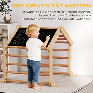 Indoor-Klettergerüst mit Rutsche Rampe Leiter Tafel für Kinder Holz