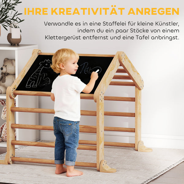 Indoor-Klettergerüst mit Rutsche Rampe Leiter Tafel für Kinder Holz