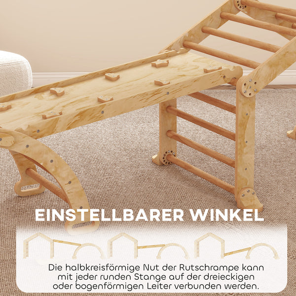 Indoor-Klettergerüst mit Rutsche Rampe Leiter Tafel für Kinder Holz